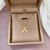 Light Luxury Full Diamond Micro-Inlaid Zircon Fishtail Pink Diamond Necklace Copper Electroplated Real Gold Pendant