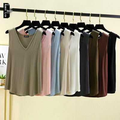 Damskie piżamy bez rękawów z dekoltem w serek, modalowe, plus size