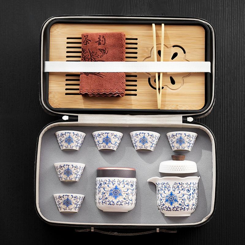 Vintage Twisted Lotus Dehua Suet Jade Tea Set, Wisteria Flower Brewing Teapot, Chinese Style Souvenir