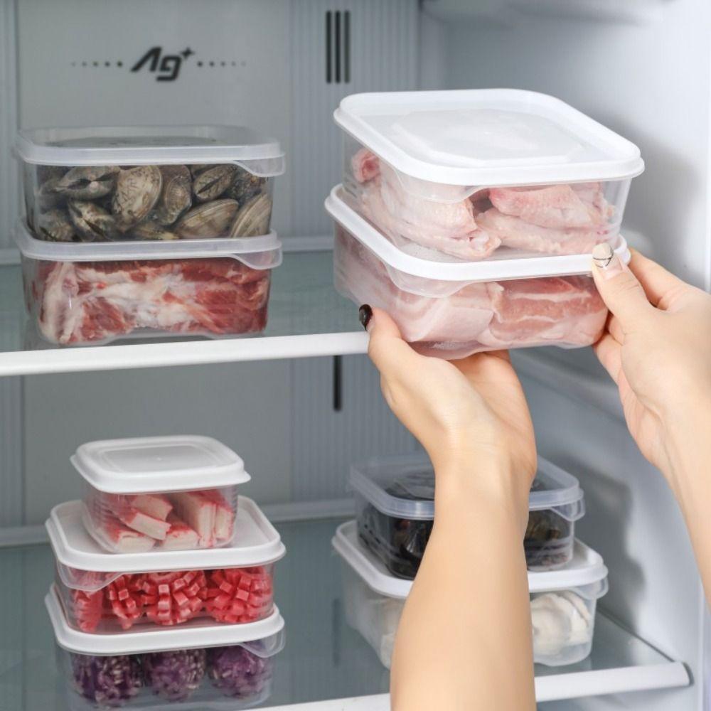 Simple Plastic Fresh-keeping Box Easy Seal Transparent Food Dispensers Box Microwavable Food Grade Fridge Organizer Kitchen