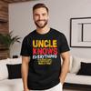 Unisexs Uncle Knows Everything Funny Round Collar Tshirts Valentine Day Casual Tops Tees Hip Hop Cotton Fabric Tops Shirt Unisexs