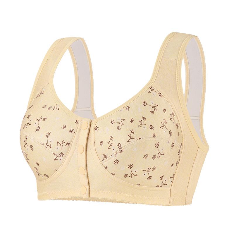 Popular Printed Front Buckle Underwear Women's Soft Cotton Vest Model Without Steel Ring Large Size Bra