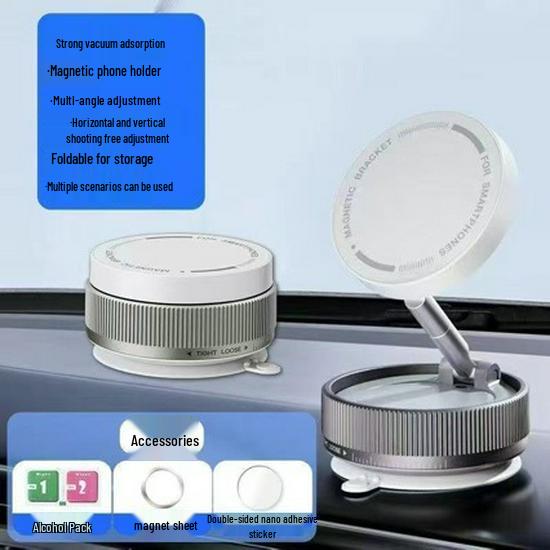 Universal Magnetic Car Phone Holder with Suction Cup for In-Car Navigation
