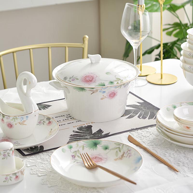Ling s Spring Breeze 60-Piece Bone China Dinnerware Set
