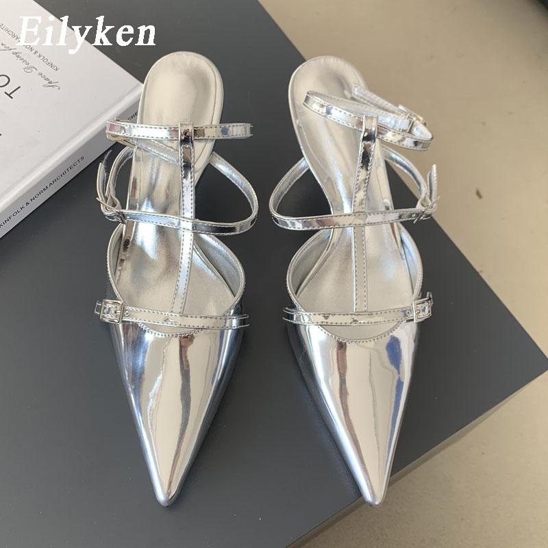 Fashion Eilyken Spring New Gold Silver Pumps Women Fashion Pointed Ladies Elegant Thin High Heel Hollow Out Dress Sandalias De Mujer