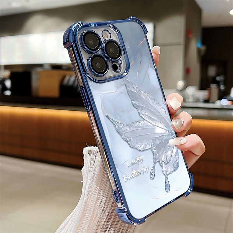 Butterfly pattern Plating Phone Case For Samsung S26 S25 S24 S23 S22 S21 S20 FE Note20 Edge Plus Ultra 4G 5G Anti Fall Airbag