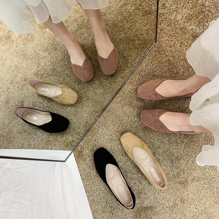 Pantofi Doudou pentru femei primăvara 2025 noi cu gură joasă, vârf pătrat, pantofi simpli cu talpă moale, versatili, pantofi de damă negri, balerini pentru condus la serviciu