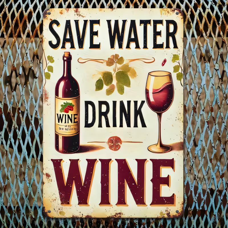 Tin Sign Save Water Drink Wine Funny Vintage Poster Metal Wall Art Home Bar Pub Decor Rustic Distressed Beverage Quote Plaque f