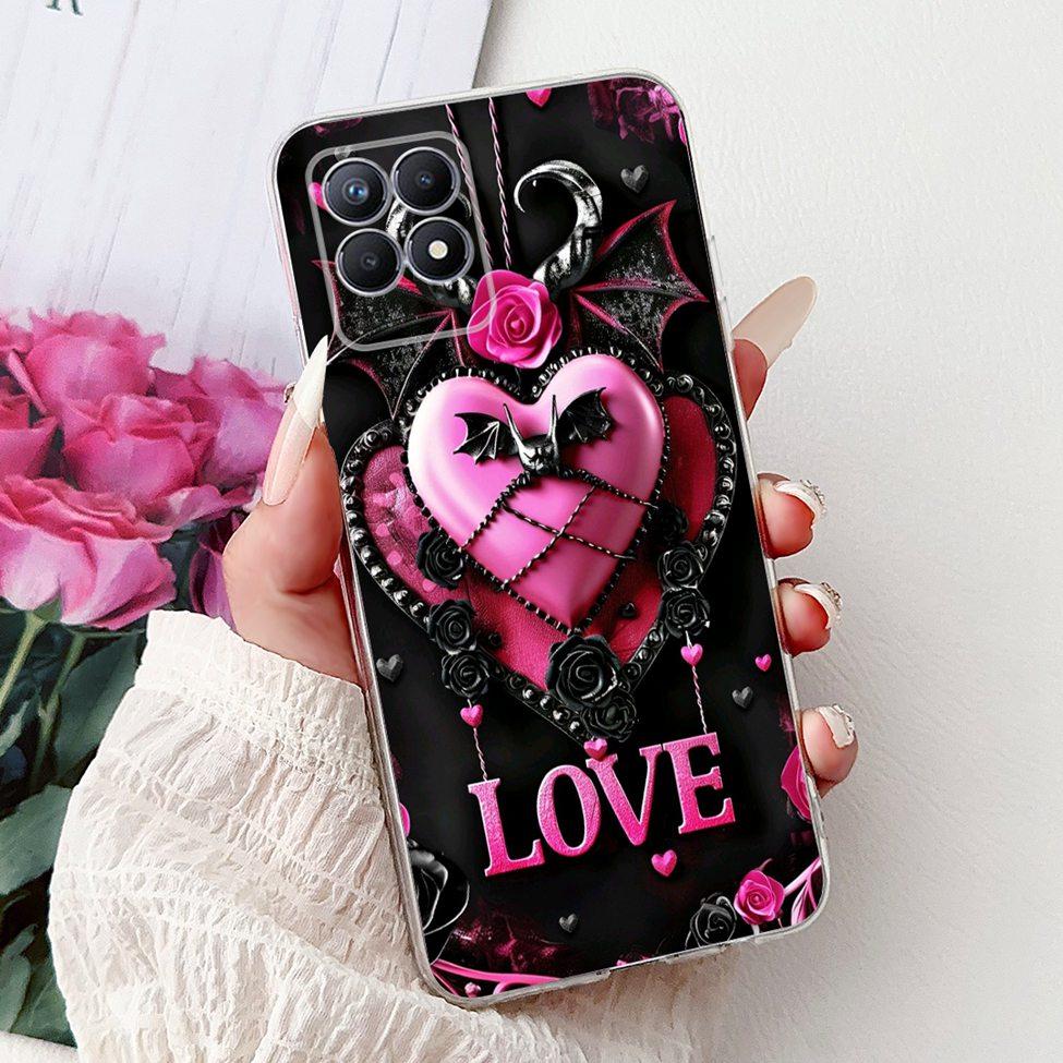 Clear Cover For Realme 8i Case RMX3151 Luxury Butterfly Love Flowers Cool Painted Phone Case For Realme Narzo 50 RMX3286 Cover