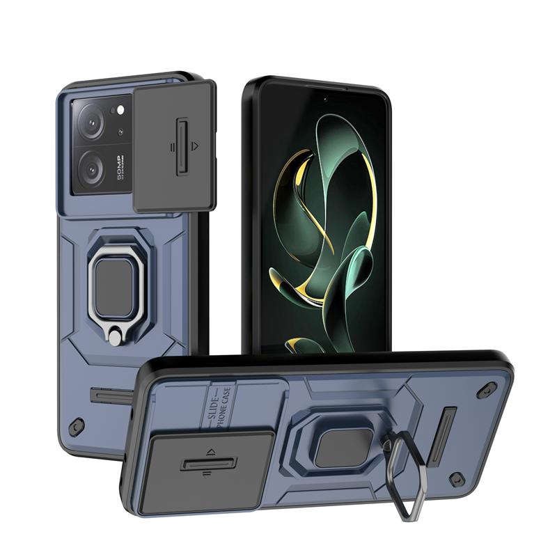 For Xiaomi 13T Pro 5G Case Shockproof Metal Magnetic Ring Cover for Xiomi Mi13T Mi 13T 13 T Pro Slide Camera Armor Phone Cases
