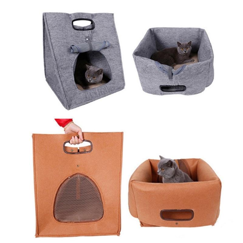 Portable Felt Cat House Must Have for Pet Owners on the Move Soft Warm and Conveniently Foldable Designed for 4kg Cats