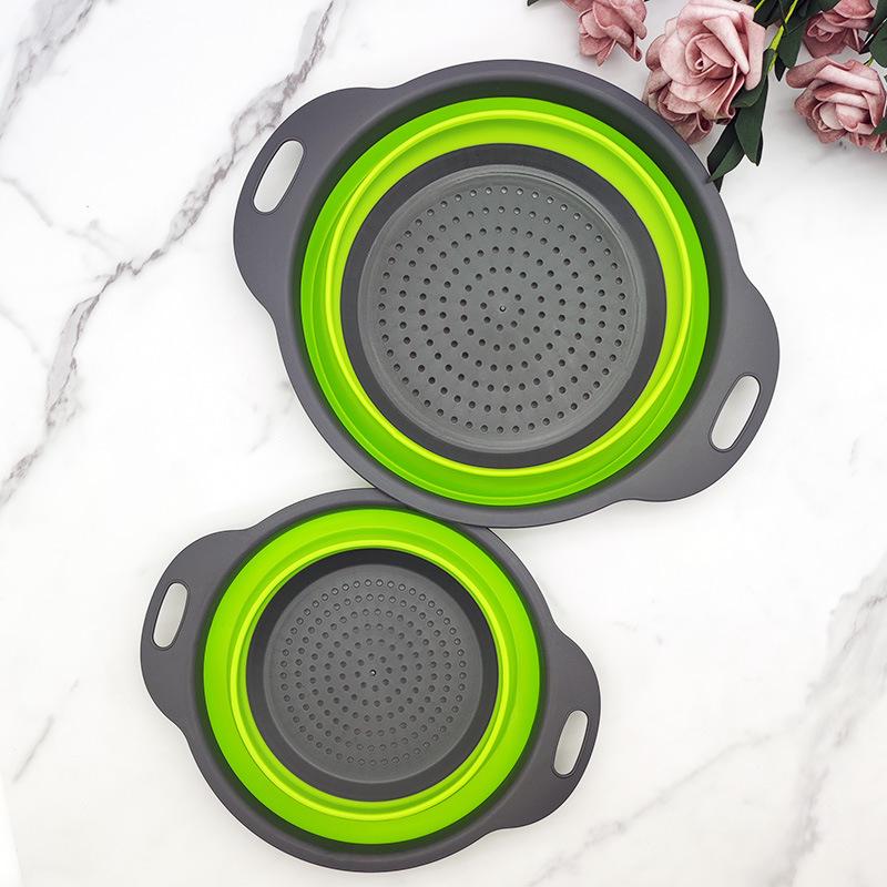 Round Collapsible Colander & Telescopic Fruit Basket with Handle - Vegetable Washing Gadget