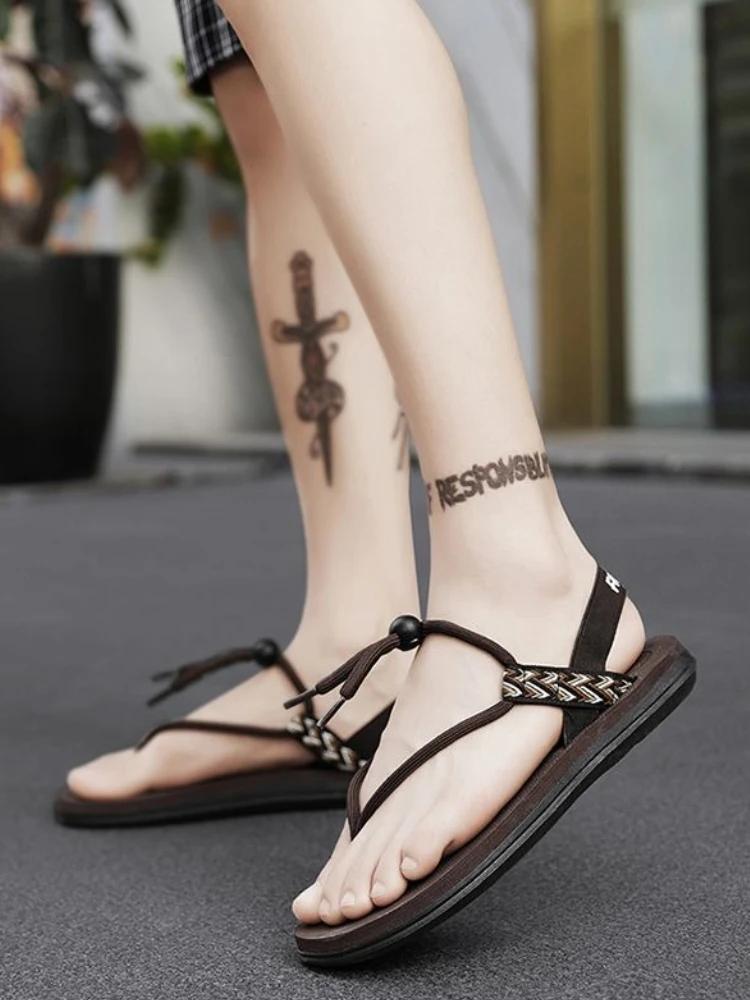 Fashion Outdoor Shoes for Men Non-slip Luxury 2025 New Fashion Big Size on Offer Open Toe Summer Sale Clearance Breathable H Man Sandals