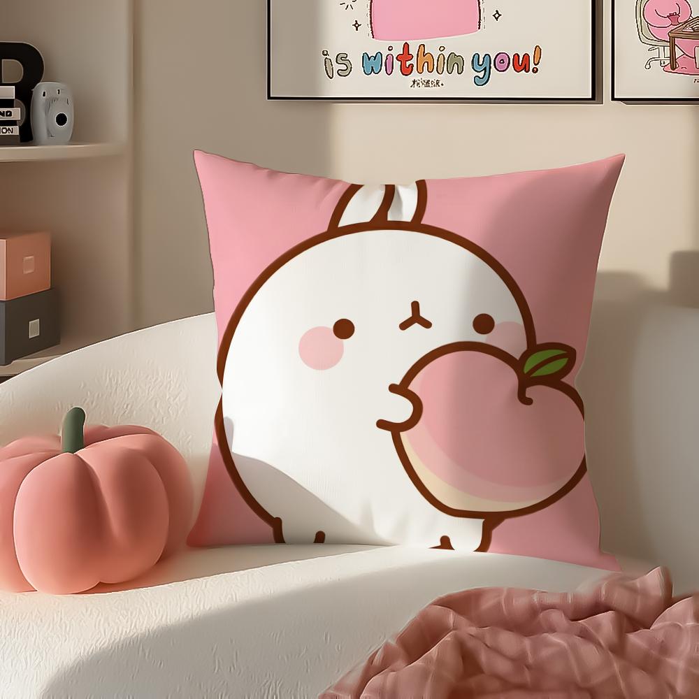 Cute MMolang Cushion Cover Pillowcase Short Plush Invisible zipper Room Sofa Cushion Cover