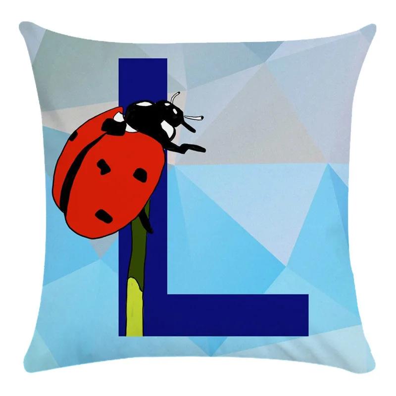 Animal Print Pillowcase Cushion Cover Super Soft Peach Skin  Fashion Blue Letter