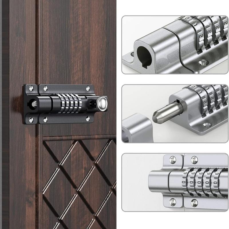 Neues 4-stelliges Kombinations-Schieberiegel-Torschloss Combi-Bolt Riegel Diebstahlsichere Passwortschlösser Mechanischer Digitalcode-Verriegelungsriegel