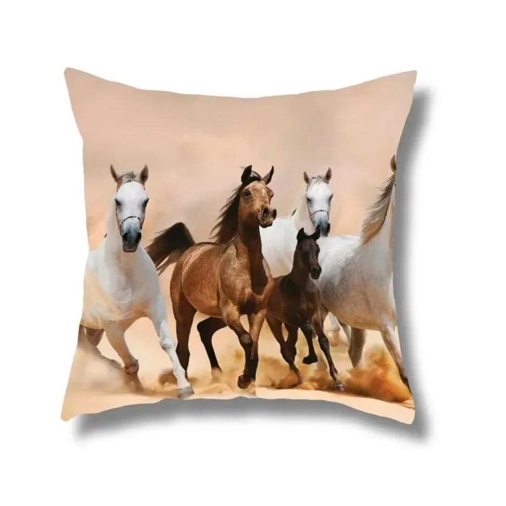 Horse Pattern Home Decoration Pillow Cover Polyester Fiber Cushion Cover Living Room Sofa Cushion Cover
