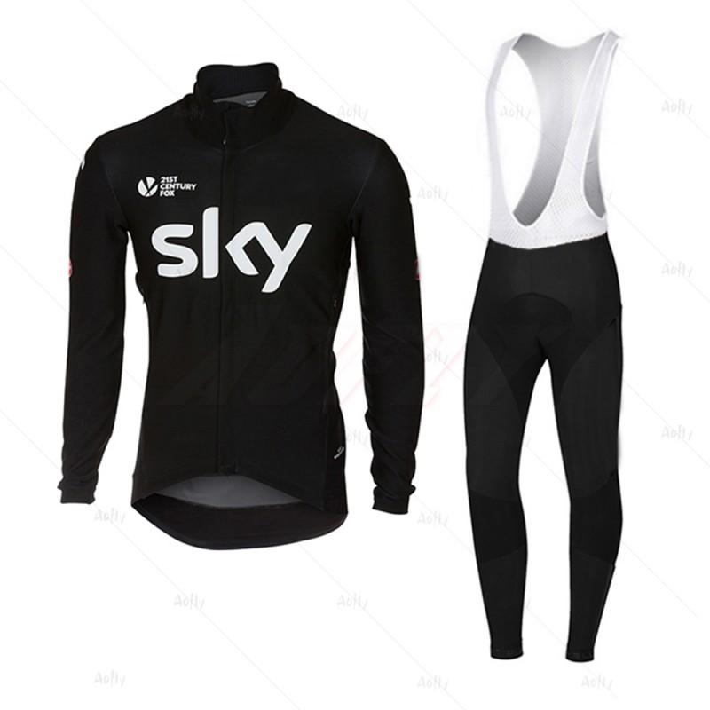 Professional Cycling Jersey Set Black Long Sleeve Breathable Men Women Road Bike Riding