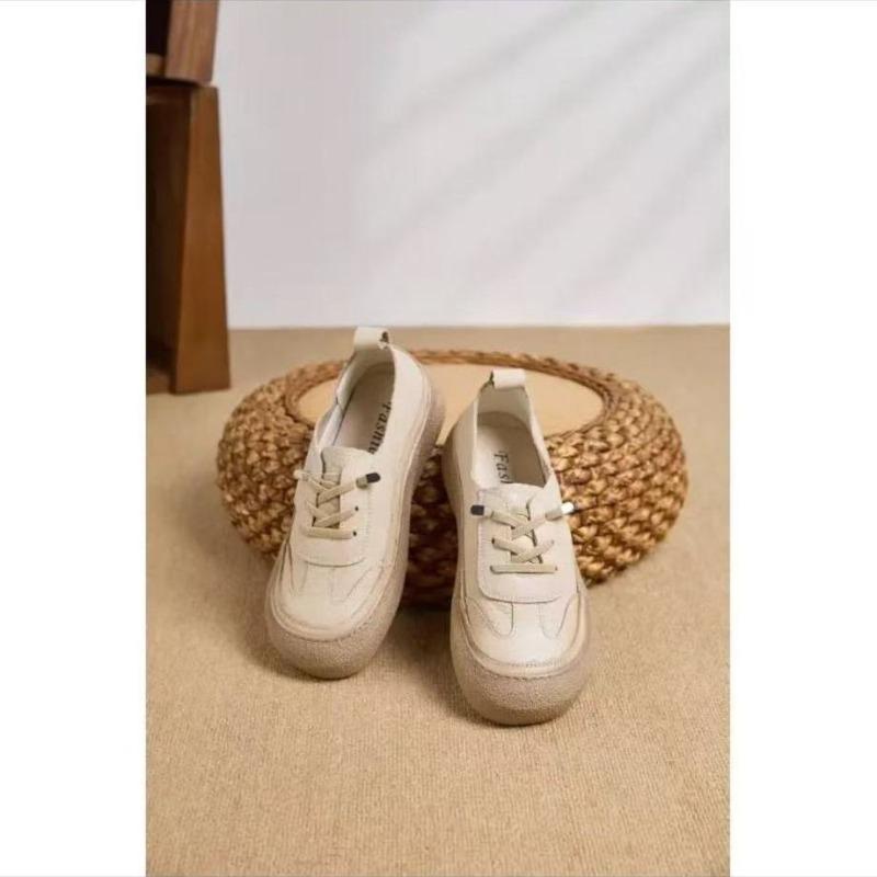 Genuine Leather Shoes Women Flat Casual Shoes Soft Cow Leather Brand Shoes Black Yellow Beige Plus Size 41