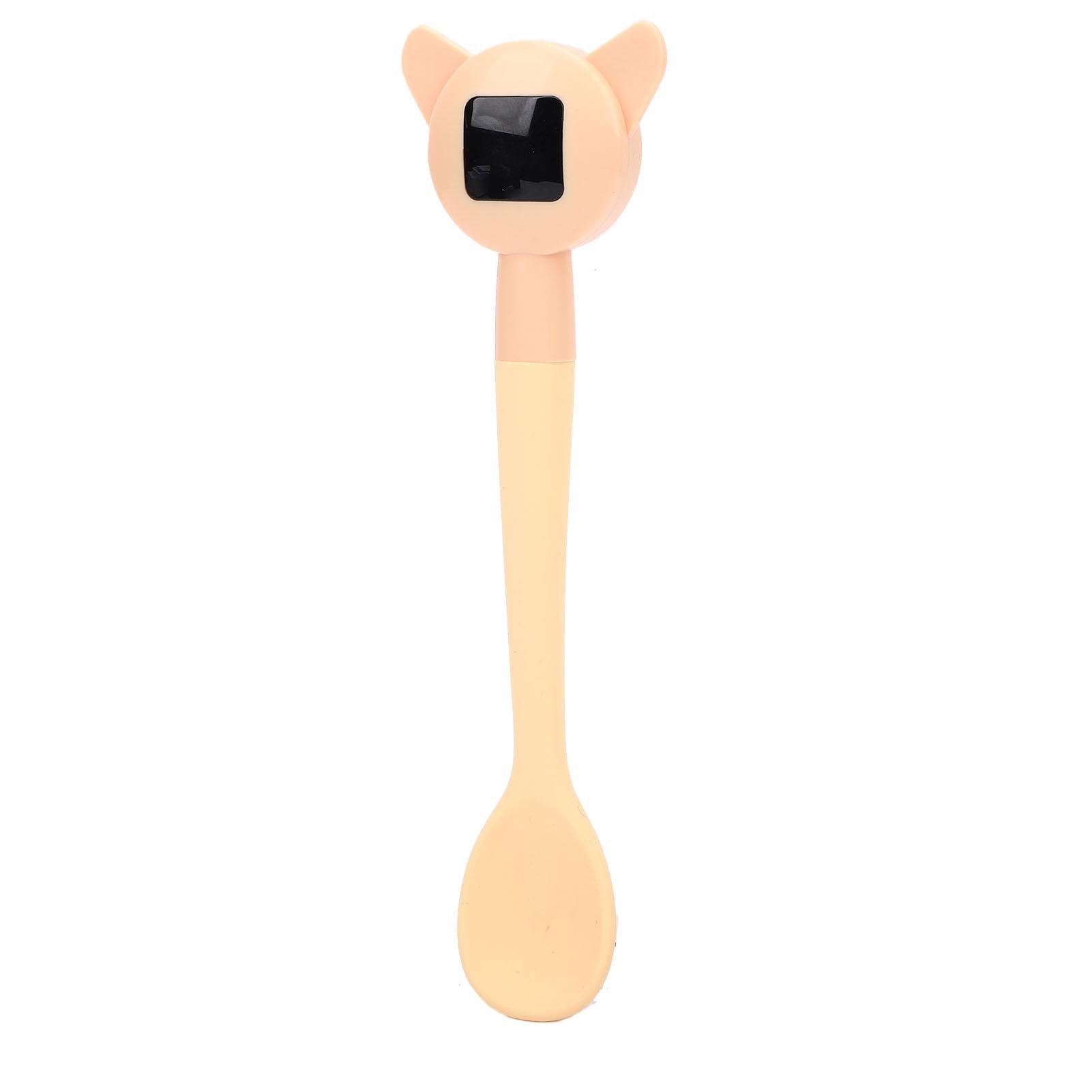 Cuillère à bébé avec thermomètre Poignée ergonomique antidérapante Imperméable Détection précise de la température Cuillère pour bébé beige