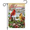 Welcome Christmas Cardinal Garden Flag Double SidedRed Bird House Welcome Winter Yard Flag for Winter Holiday Xmas Yard Outdoor Decoration(ONLY FLAG)