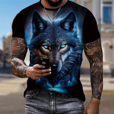 New Summer Men's Fashion T-shirt Personality Mighty Wolf Printed Men's T-shirt Top