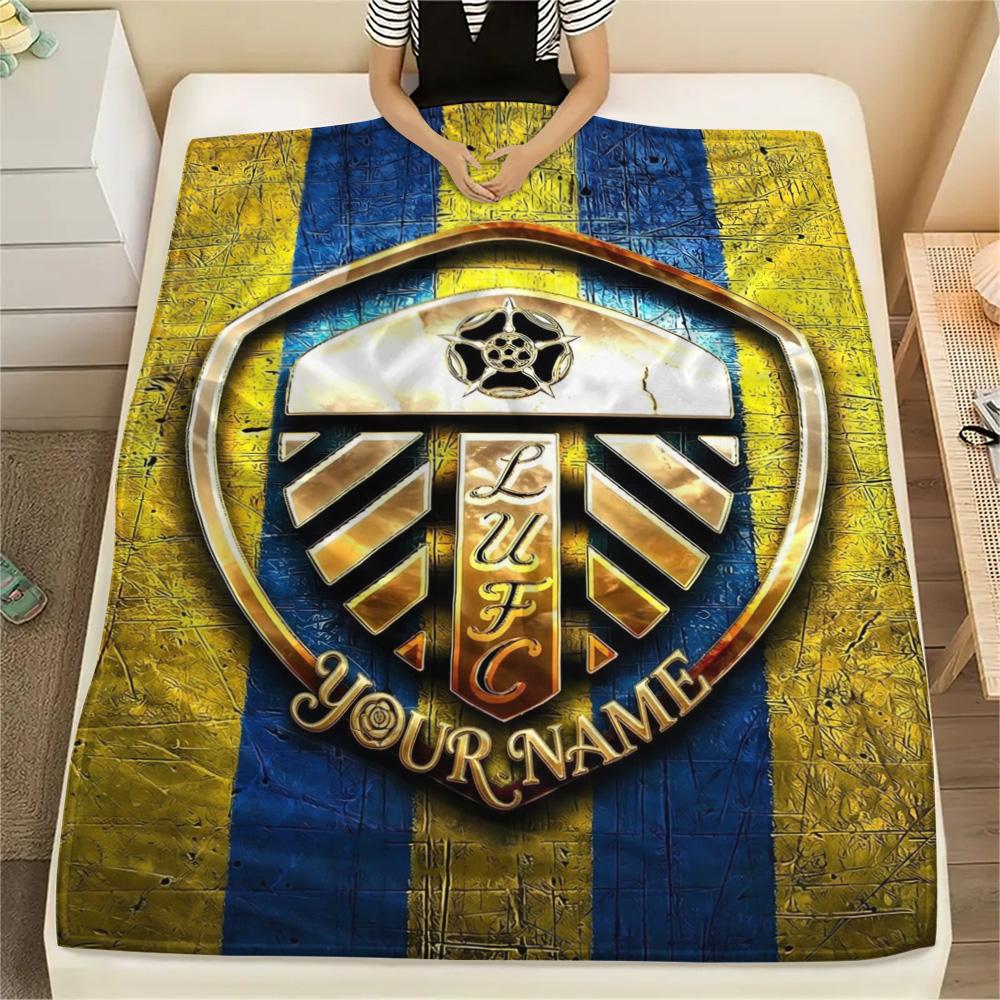 1PC Leeds Crest Custom Name Patterned Flannel Blanket Suitable For All Seasons For Home Decor Warmth And Comfort Gifts Holiday Present
