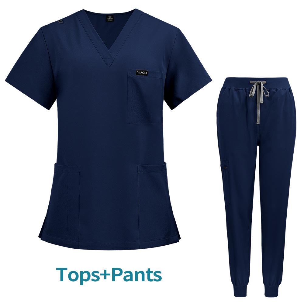 Women's Short-Sleeve Scrub Suit for Surgery and Skin Management
