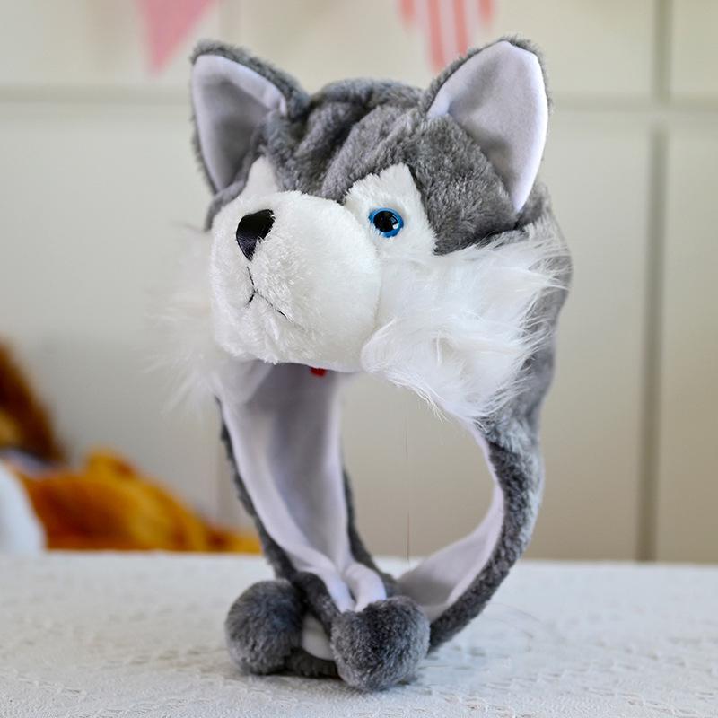 Grauer Wolfshund Husky Kapuze: Süße Cartoon-Tier-Mütze für Jungen - Warm für Herbst/Winter