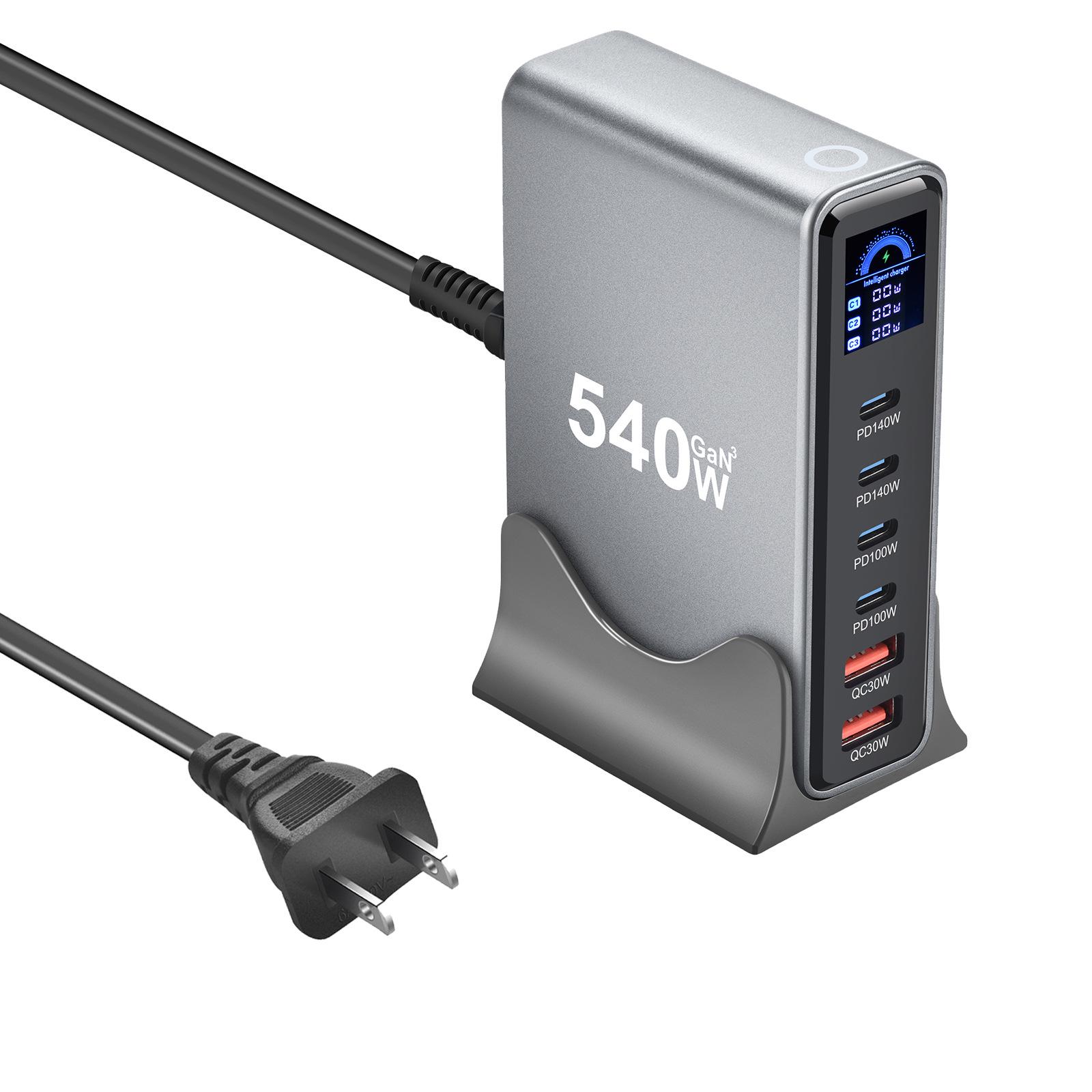 Gallium Nitride Multi-Port Desktop Charger with 670W Digital Display and LCD Screen