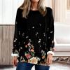 Women's Fashionable Printed Round Neck Long Sleeved Plush Warm Pullover Top