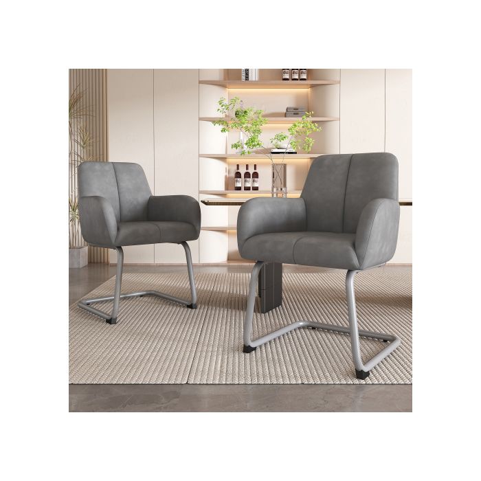 Chaise de salle à manger - MUVOE - Lot de 2 - Cuir microfibre - Pieds en acier - Design ergonomique