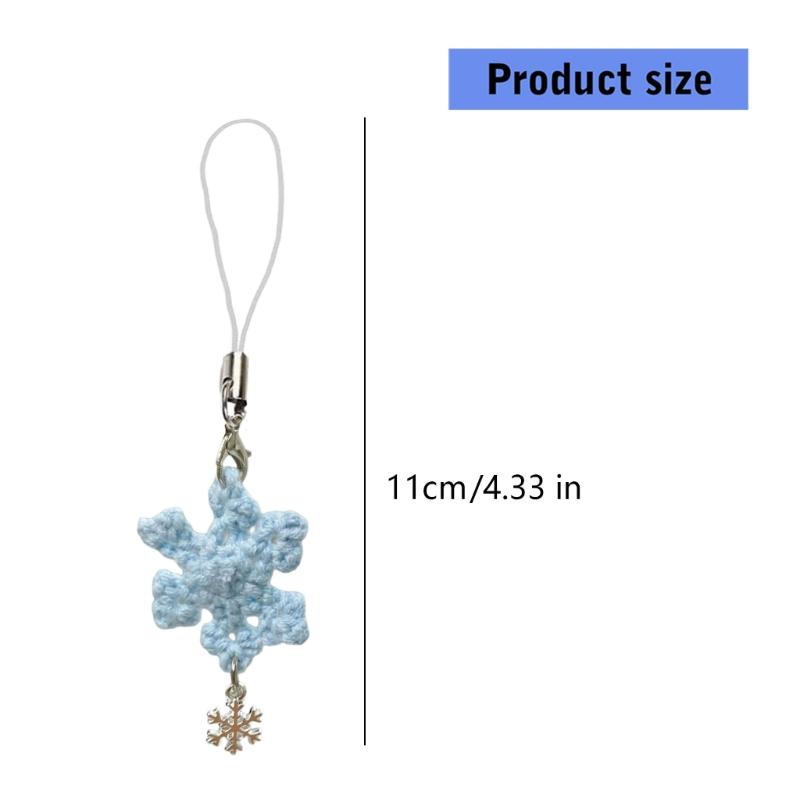 Holiday Gift Handcrafted Snowflake Keychain Yarn Phone Lanyard Christmas Decoration Elegant Women Keyring