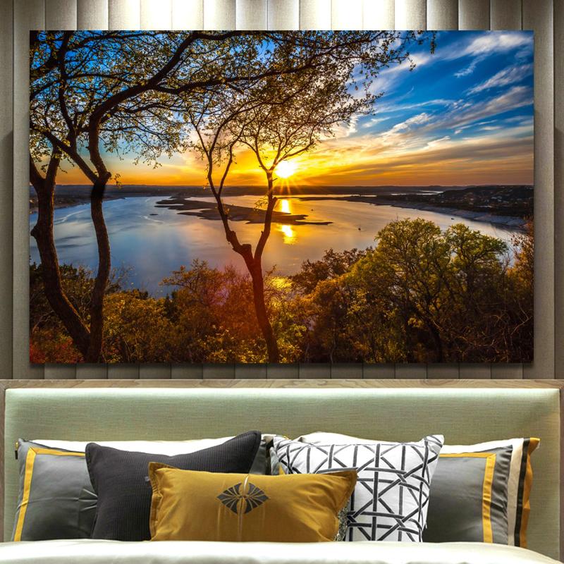 Natural Scenery Plakáty a obrazy na plátně Umělecké obrazy Olejomalby Západ slunce Krajina Obraz do obývacího pokoje Home Decor Bez rámu
