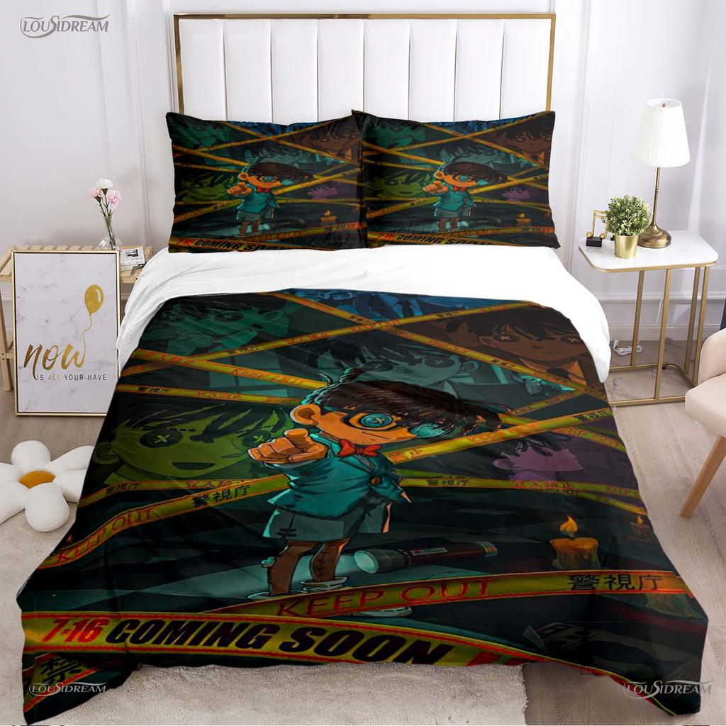 Detect Conan carton anime All Season Duvet Cover Comforter Bedding Set Soft Quilt Cover and Pillowcases Single/Double/Queen/King