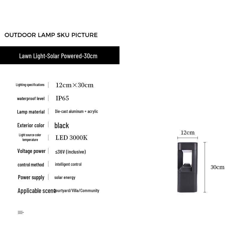 Solar-Powered Aluminum Minimalist Garden Light for Lawn, Villa, and Courtyard Lighting