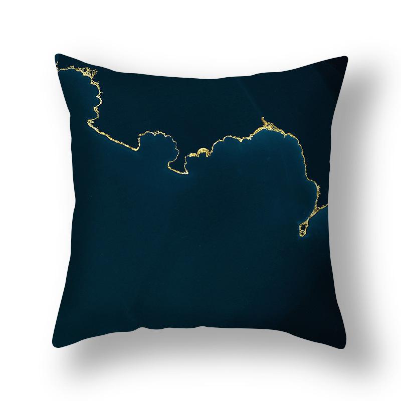 45x45cm Nordic Ins Abstract Gold Blue Marble Print Cushion Cover Sofa Office Seat Lumbar Pillow Cover Home Decoration