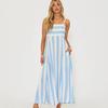 Independent Station Spring and Summer Suspender Striped Long Dress Women's European and American Style Versatile High Waist