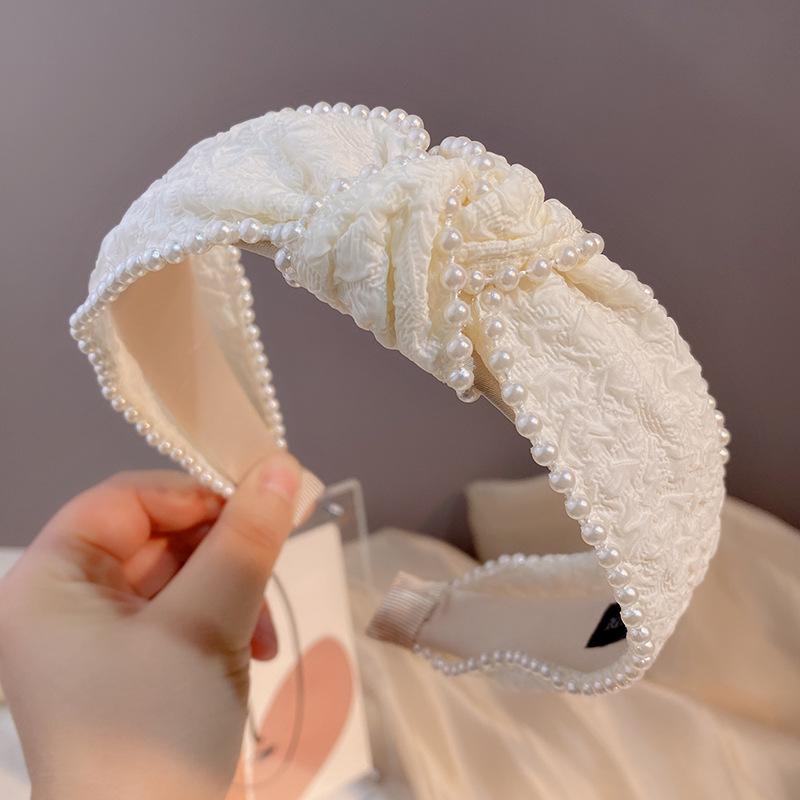 

Французская ретро-повязка на голову с жемчугом - элегантные белые аксессуары для весны и лета