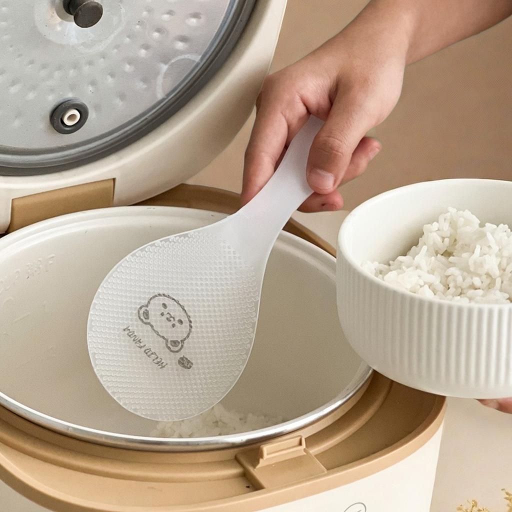 Cute Non Stick Plastic Rice Spoon With Holder Heat-resistant Spoon For Rice Cooker Durable Rice Shovel Kitchen Utensil