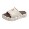 2025 summer new muffin bottom open-toed slippers women wear silver simple wind half-drag versatile not tired foot sandals
