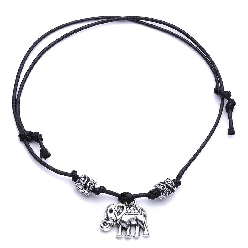 Moon SONGLIN Elephant Anklet Braided Chain Double Anklet Bracelet Moon SONGLIN Elephant Anklet Braided Chain Double Anklet Bracelet