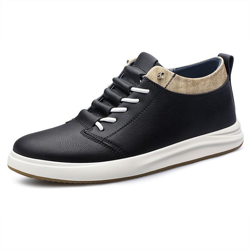 Men s Genuine Leather Height Increasing Shoes - 6CM/8CM, White, Business & Casual Styles 38