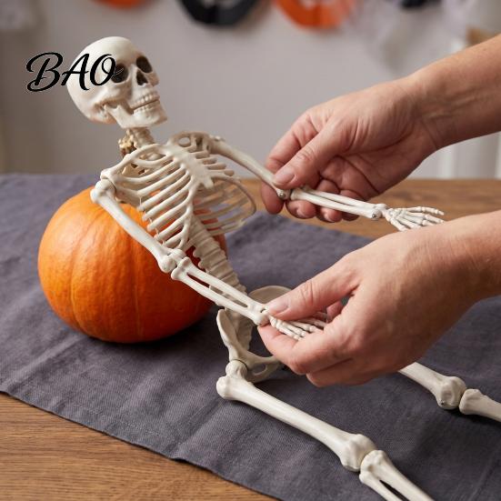 Lightweight Props for Indoor Displays Realistic Halloween Skeleton Figure, 40cm Posable Joints Hanging Skull Decoration, Weather Resistant Ornaments