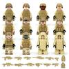 12PCS/set City Police SWAT Marines  Warrior Minifigures Building Blocks Dolls with Accessories Brown Dog Children Characters Toy Boys Gifts