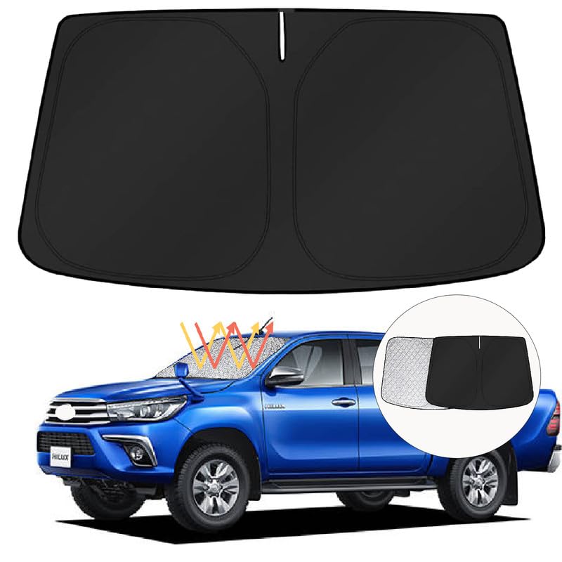 DAZFE Toyota Hilux GUN125 Sunshade GUN125 Hilux Dedicated Sunshade for Windshield TOYOTA HILUX GUN125 Car Sunshade 2017 UV No Suction Cups Custom чёрный