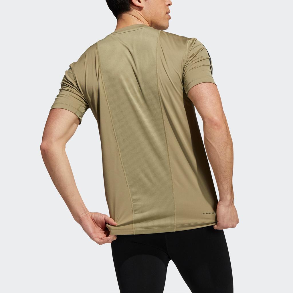 Adidas Techfit Fitted 3-Stripes Quick-Dry Athletic Short Sleeve T-Shirt Men Tops Military-Green H08800