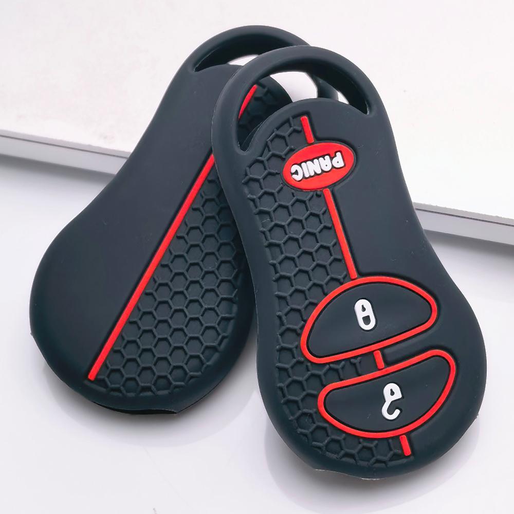 Key Fob Cover for Jeep Cherokee Durango Grand Liberty Dakota Caravan Anti-Scratch Surface Shockproof Structure Soft Grip Texture Easy Install Design