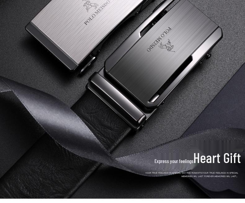 Paul Messder Men's High-End Genuine Leather Belt with Automatic Buckle - Top Layer Cowhide.