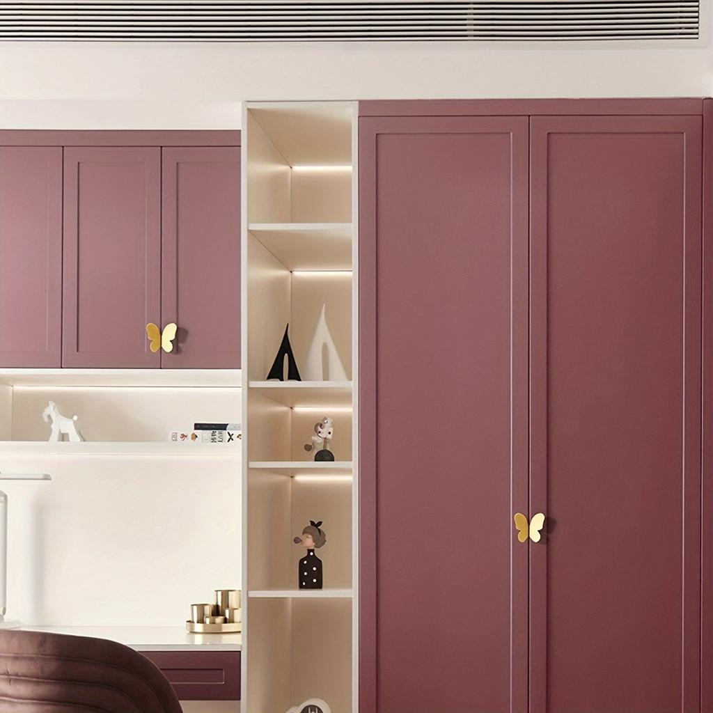 1 Pair Sturdy Butterfly Shaped Metal Finger Pulls Brushed Finish Drawer Cabinet Handles with Symmetrical Design Knobs